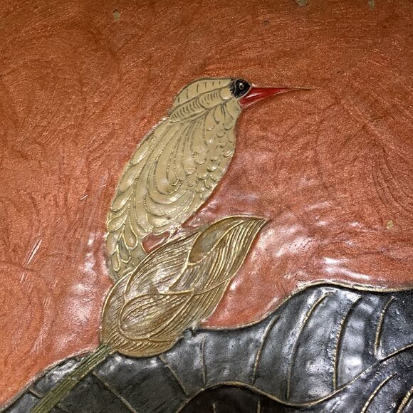 Vintage Kingfisher Enamel & Brass Bird Dish Decor Made In India - Picture 4 of 17